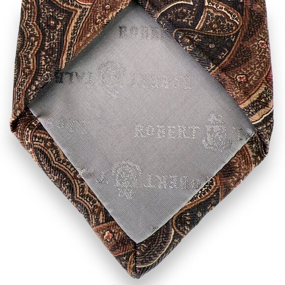 Robert Talbott Mens Tie Size 57 x 3.75 100% Silk Paisley Van Boven Brown Red - Picture 6 of 11